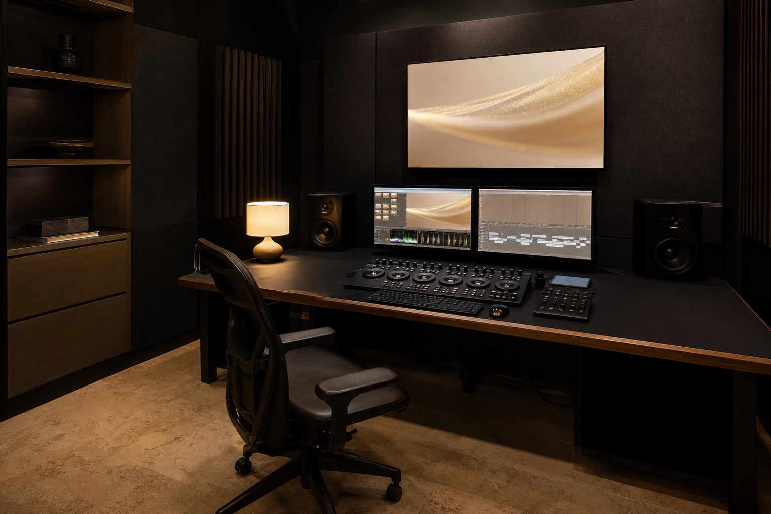 Professional editing and color-grading suite